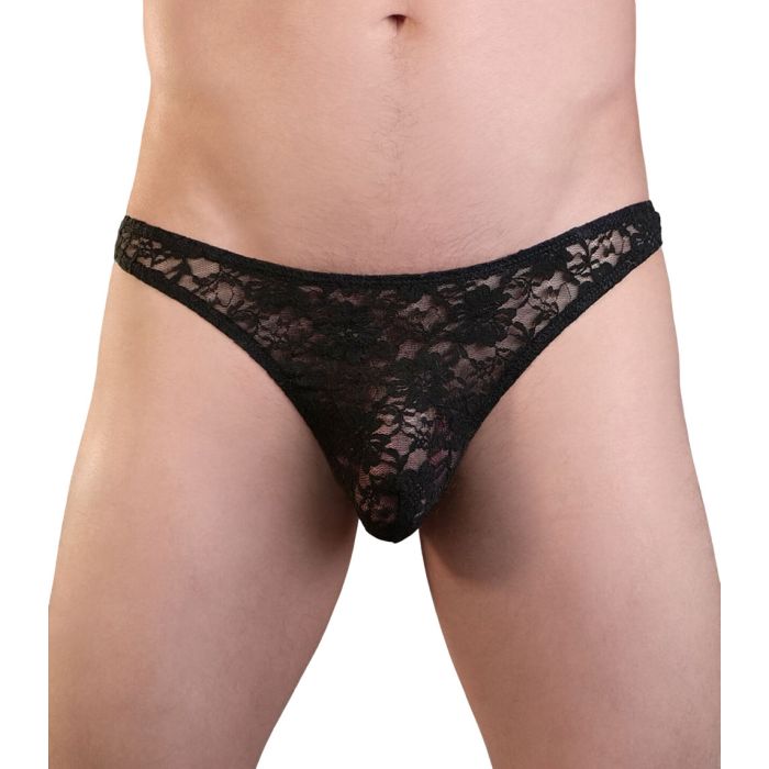 mens black lace thong g string underwear soft stretch lace design