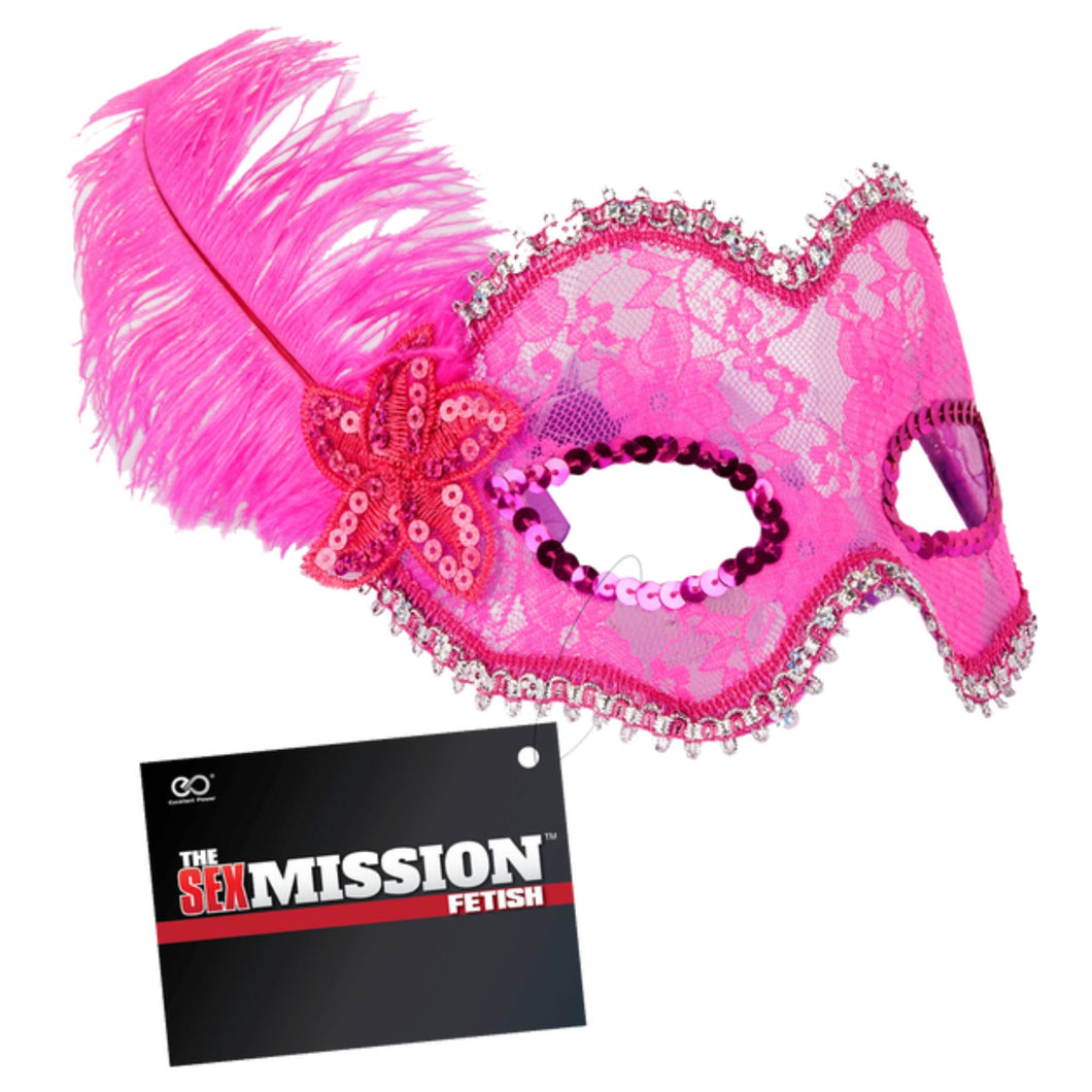 Feathered Masquerade Mask  Pink & Purple