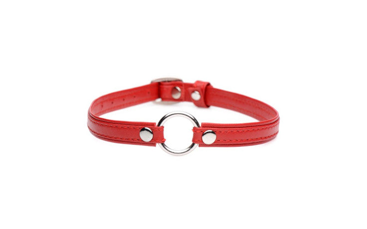 FIERY PET  REDLEATHER CHOKER WITH SILVER RING