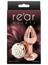 Load image into Gallery viewer, REAR ASSETS SMALL ROSE GOLD PLUG WITH WHITE ROSE DIAMONTE
