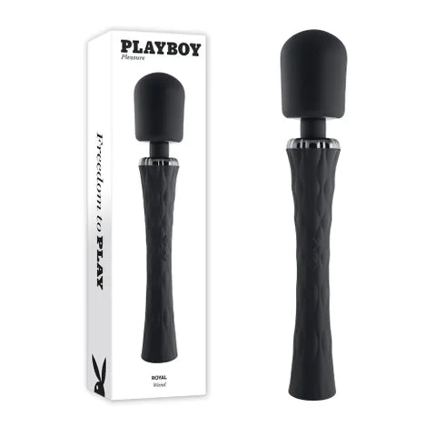 PLAYBOY PLEASURE ROYAL MASSAGE WAND - RECHARGEABLE - BLACK