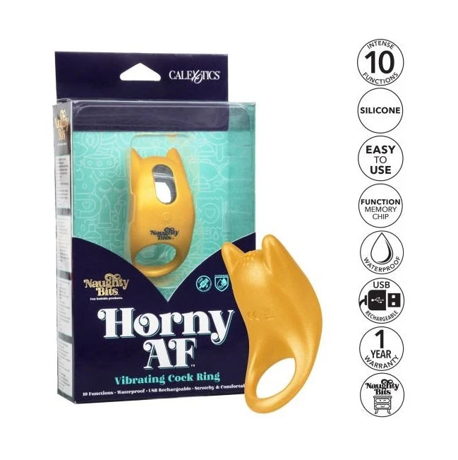 Naughty Bits- Horny AF- Vibrating Cock Ring- Yellow