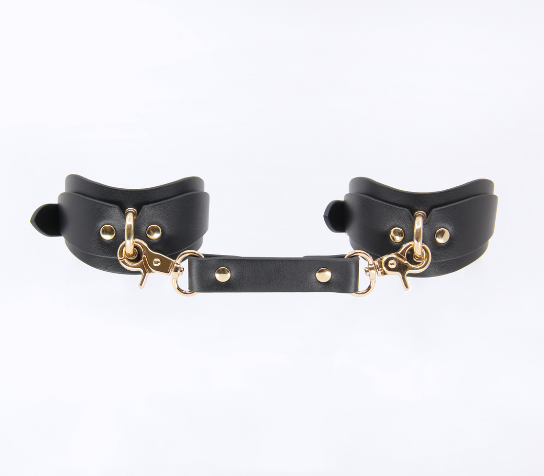Shaped Ankle Cuffs Black & Gold