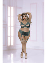 Load image into Gallery viewer, SEVEN TILL MIDNIGHT 11033X VELVET CRUSH BRA SET GREEN - 1X/2X
