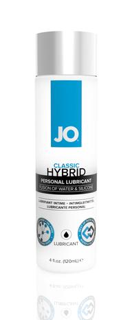 JO CLASSIC HYBRID LUBE. A FUSION OF SILICONE AND WATER. 120ML