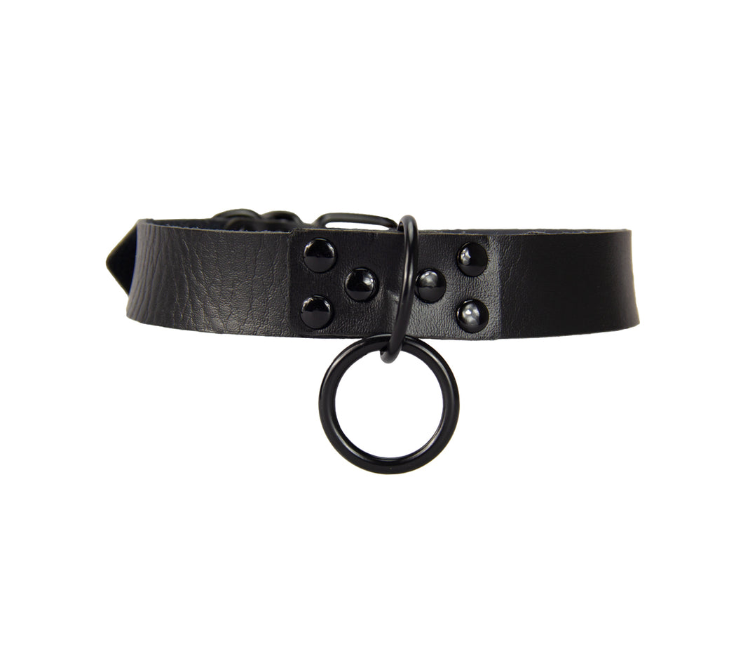 LOVE IN LEATHER CHOKER BLACK LEATHER WITH BLACK HARDWARE CHO021
