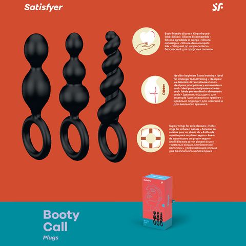 SATISFYER - BOOTY CALL Anal Plugs Black 3pc