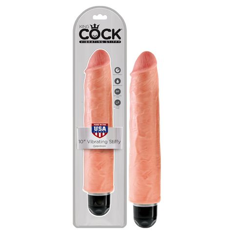 KING COCK 10IN VIBRATING STIFFY WHITE FLESH