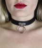 Load image into Gallery viewer, LIL CHO002 BLACK CHOKER WITH 1 SILVER RING
