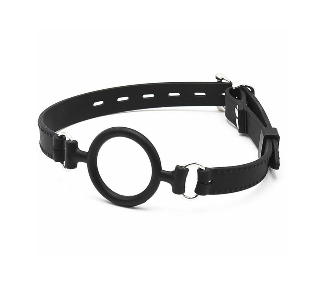 LOVE IN LEATHER SILICONE O RING GAG BLACK GAG015BLK